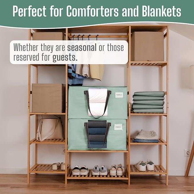 VENO 10 Pack Heavy Duty Moving Bags, Clothes and Comforter Storage Bags with Clear Window, College Dorm Essentials Packing Supplies, Foldable Boxes Alternative (Light Green Matte, 10 Pack)