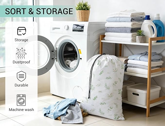 ZPECC Bulk Travel Laundry Bag,Extra Large Heavy Duty Laundry Bags 24 Pack,Washable Dirty Clothes Organizer XL for College Dorm Hotel Camping and Home Storage 30x40(Beige Flower)