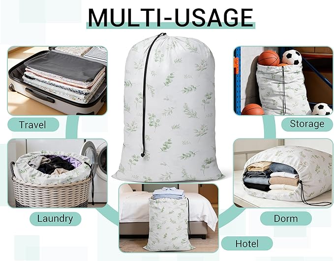 ZPECC Bulk Travel Laundry Bag,Extra Large Heavy Duty Laundry Bags 24 Pack,Washable Dirty Clothes Organizer XL for College Dorm Hotel Camping and Home Storage 30x40(Beige Flower)
