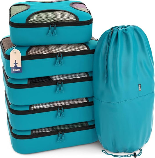 Shacke Packing Cubes for Travel 6 Set - Premium Luggage Organizer Bags - Versatile Travel Organizer for Women and Men - Optimized Packing Bags - Travel Essentials