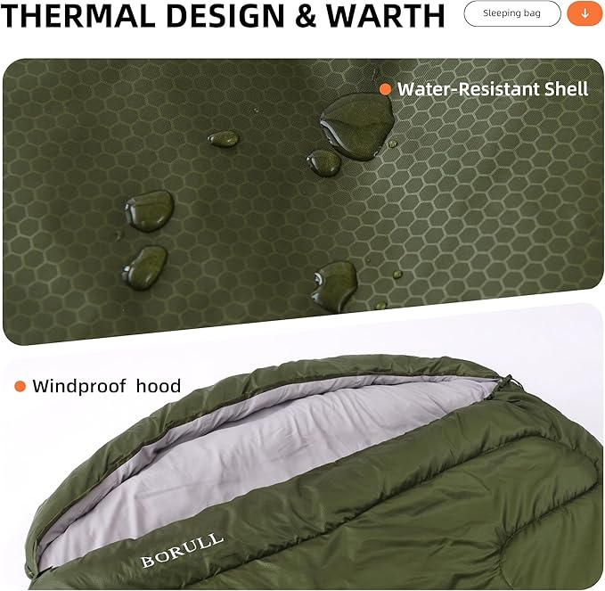 Double Sleeping Bags for Adults with Pillows Queen Size XL Camping Waterproof Sleeping Bag with Compression Sack for Kids for Hiking Backpacking 2 Person Cold Warm Weather Outdoor Indoor