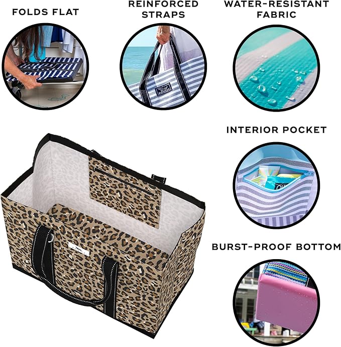 SCOUT Original Deano Tote - Durable Lightweight Open Top Beach, Pool & Lake Bag, Inside Zip Pocket, Folds Flat