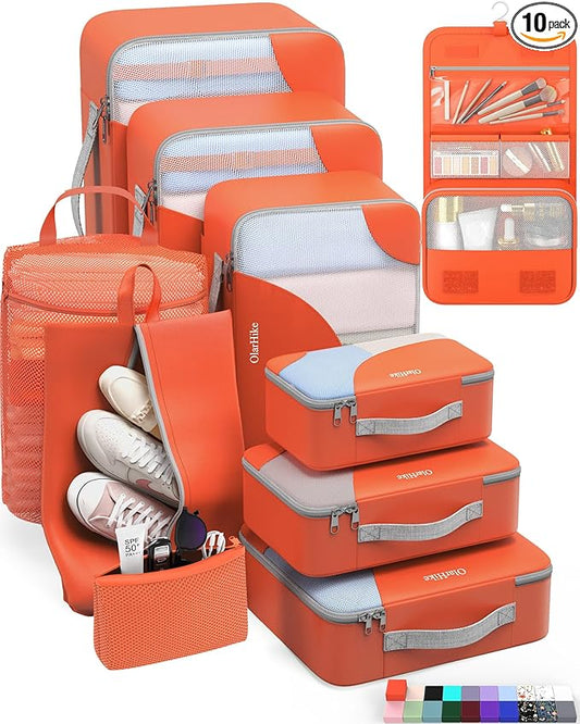 10 Set Packing Cubes for Travel, Gifts for Women Mom,Anti-Tearing Suitcase Organizer,OlarHike Vacation Essentials & Accessories for Cruise Ship