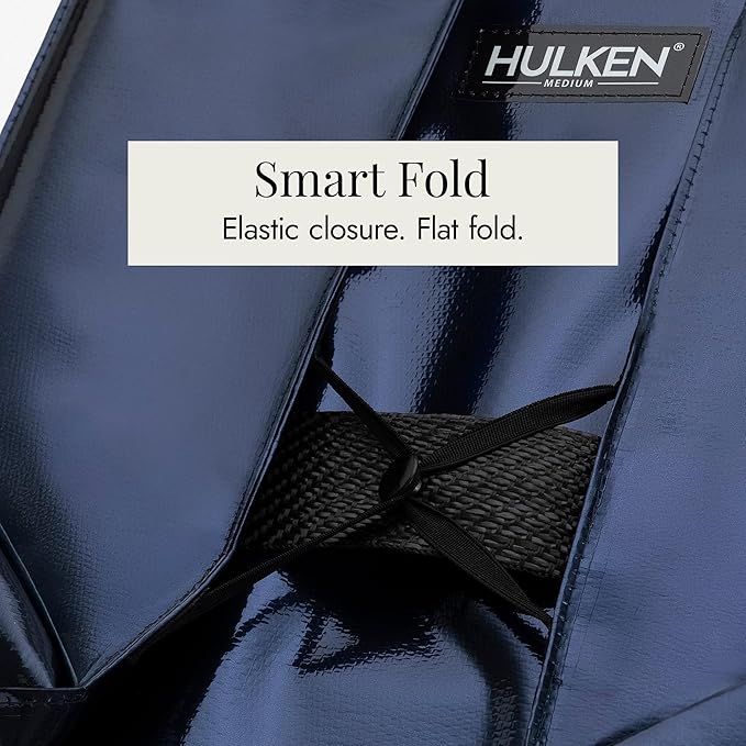 HULKEN - (Medium, Midnight Blue) Reusable Grocery Bag On Wheels, Shopping Trolley, Rolling Tote, Zipper Closure, Lightweight, Carries Up to 66 lb, Folds Flat, Unbreakable Handles