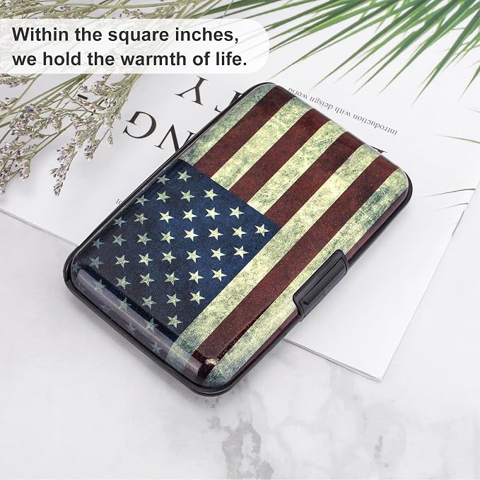 ELFISH Mini RFID Aluminum Wallet Credit Cards Holder Business Card Case Metal ID Case for Men Women (Flag) - Image 6