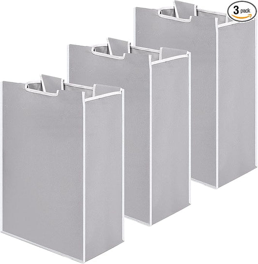 Bonuci 3 Pcs Laundry Sorter Replacement Bags Hamper Cart Removable Replacement Laundry Storage Organizer Bag Hamper Liner, No Hooks 14.76 x 8.66 x 21.65 Inch (Gray)