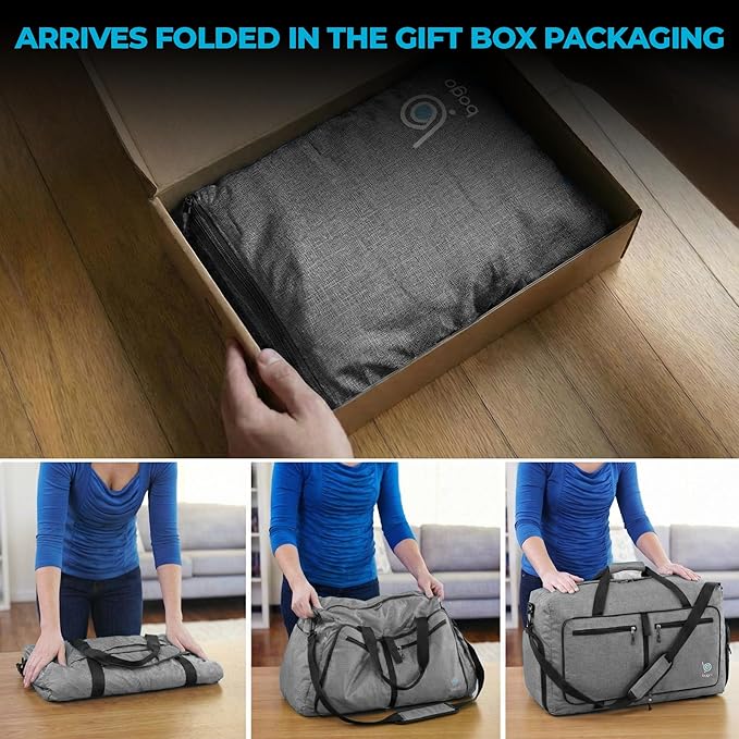 Bago Large Duffle Bag for Travel Women & Men. Durable Lightweight Foldable Travel Duffel Bags For Traveling Women. 100L Duffle Bags for Overnight Bag With Shoe Compartment Collapsible Weekender duffel