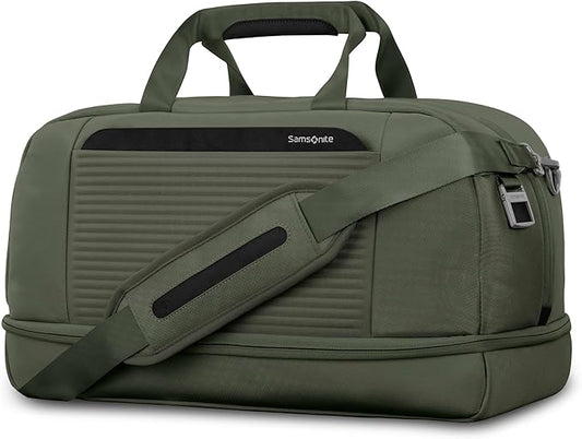 Samsonite Paralux Weekender Duffel Bag, Travel Carry-On Bag with Wide Opening, Drop-Bottom Shoe & Laundry Compartment, AirTag Holder, StackIt Strap - Business & Leisure Travel Bag