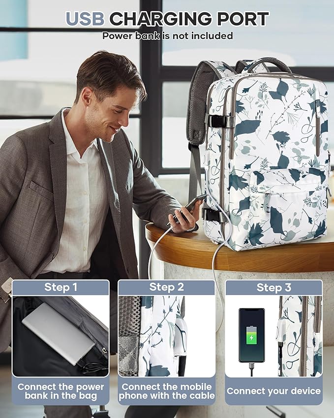 WONHOX Vacuum Seal Backpack for Travel with Air Pump Vacpack Carry on Flight Approved Compression Daypack Laptop Space Saver Bags Storage with Vacuum System 18x14x8 inches Travel Bag Women LeafWhite
