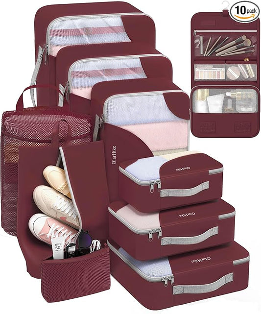 10 Set Packing Cubes for Travel, Gifts for Women Mom,Anti-Tearing Suitcase Organizer,OlarHike Vacation Essentials & Accessories for Cruise Ship