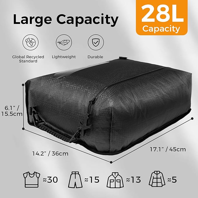 ZPO Travel Vacuum Bags with Pump, IP68 Waterproof Reusable Vacuum Compression Travel Bag with Transparent Window, Reusable Airless Vacuum Kit for Clothes, Backpacks & Suitcases (2 PC+PUMP)