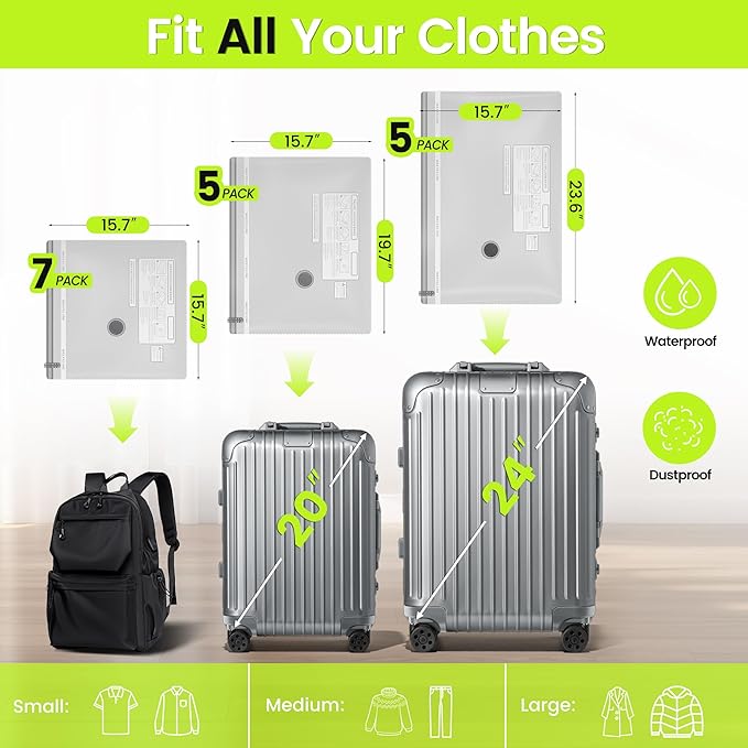 (17PACK) Travel Vacuum Bags with USB-Powered Pump (Plug to Work, No Battery) – Portable Vacuum Sealer for Travel & Home, Space-Saving Compression Bags for Clothes, Bedding & Seasonal Storage