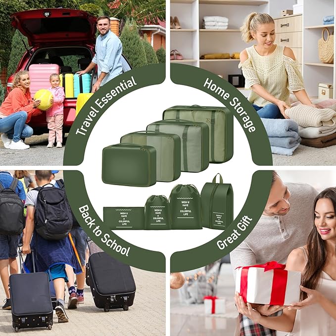 8 Set Packing Cubes for Travel Suitcase Organizer Bags Luggage Packing Cubes Set Travel Essentials Accessories Gifts for Women
