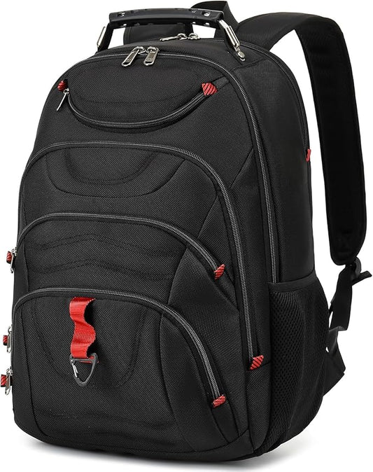 Boavan Laptop Backpack for men, 17.3 inch Laptop Bag with USB Port, Waterproof Travel Work Backpack Purse, Anti-Theft Teacher Nurse Doctor Casual Bookbags Office Business backpack ，Black