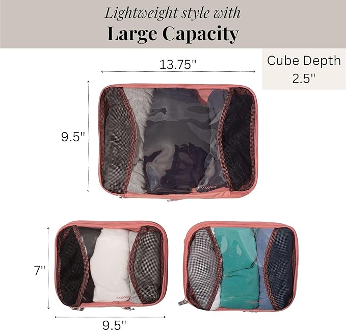 Baggallini Compression Cube 3-piece set - Lightweight Compression Packing Cubes for Travel