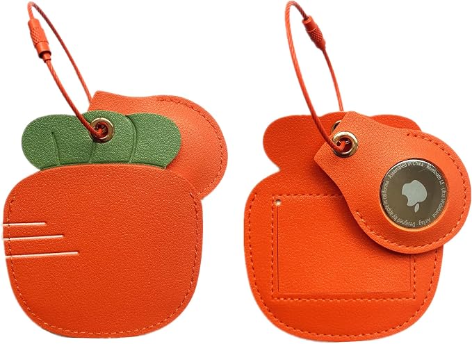 PU Leather Luggage Tag with Airtag Holder Case Set and Name ID Label by ZOUITY