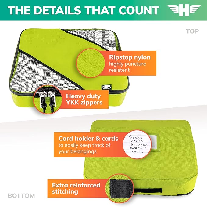 HERO Packing Cubes for Travel (Set of 5) Luggage Organizer with 2 Laundry Bags, Versatile Suitcase Organizer for Men & Women – Travel Accessories for Carry On, Airplane, Road Trip