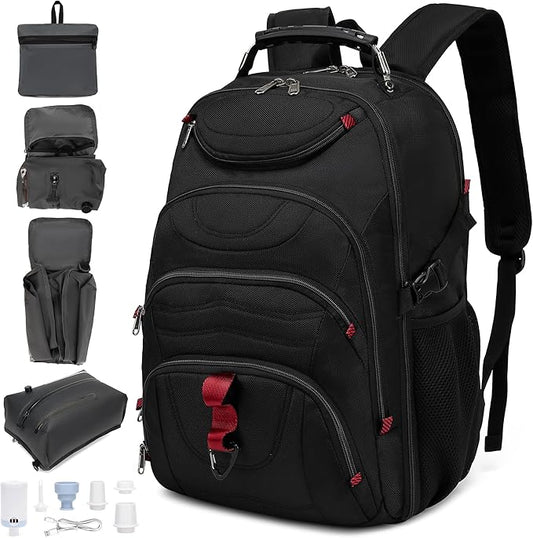 Boavan Vacuum Seal Backpack for Travel with Pump, 55L Large Bag with Zipper‑Off Detachable Vacuum Compression Bag Waterproof Carry On Large Travel Bag for Airline，Bags and Backpack Used Independently