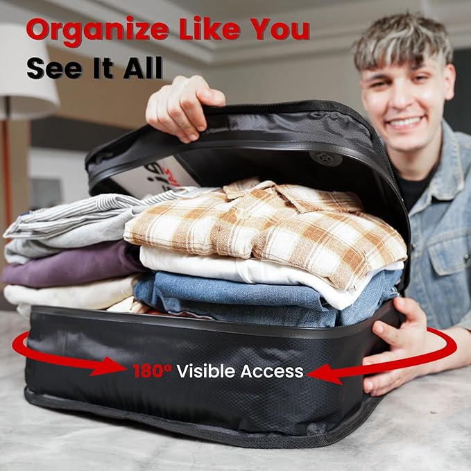 Vacuum Travel Bags with Pump for Car Camping & Backpacking - 6.0kPa Wireless Pump, Odor/Waterproof Anti-Rip Nylon Organizer & Space Saver (24L*1, 17L*1, 2-Pack)
