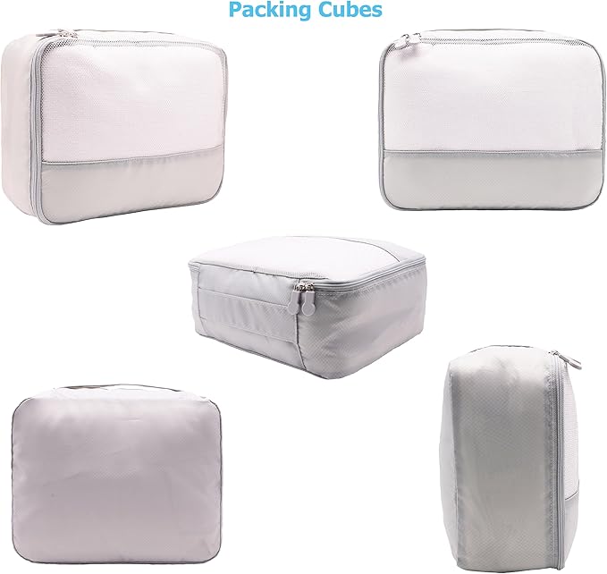DoubleTrip 9-Piece Gray Travel Organizer Set with 4 Packing Cubes, Cosmetic Organizer, Shoe & Electronics Pouches, and Accessories & Laundry Bag for Luggage Storage & Travel Essentials
