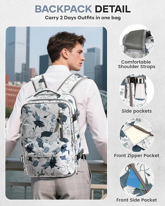 WONHOX Vacuum Seal Backpack for Travel with Air Pump Vacpack Carry on Flight Approved Compression Daypack Laptop Space Saver Bags Storage with Vacuum System 18x14x8 inches Travel Bag Women LeafWhite