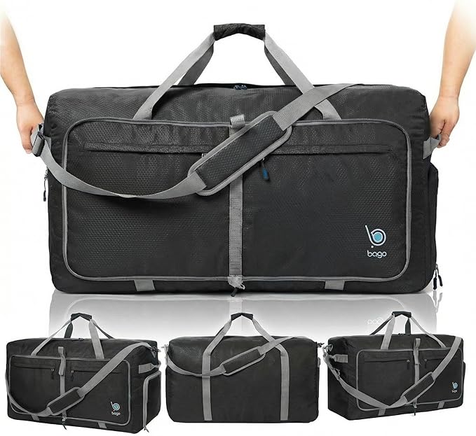 Bago Extra Large Duffle Bag for Travel Women & Men. Durable, Lightweight, Foldable Travel Duffel Bags For Traveling Women. 120L Duffle Bags Use As a Weekender Bag with Shoe Compartment, Checked Duffel