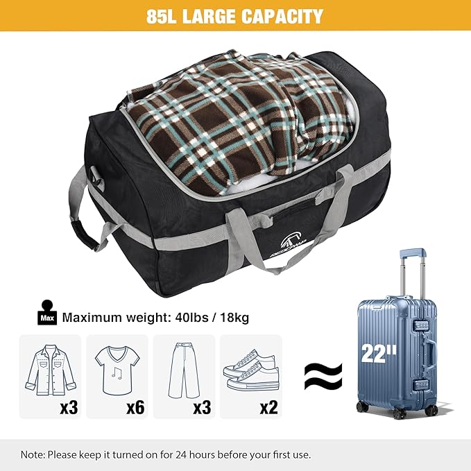 REDCAMP 85L/120L/140L Foldable Duffle Bag with Wheels, Large Travel Duffel Bag