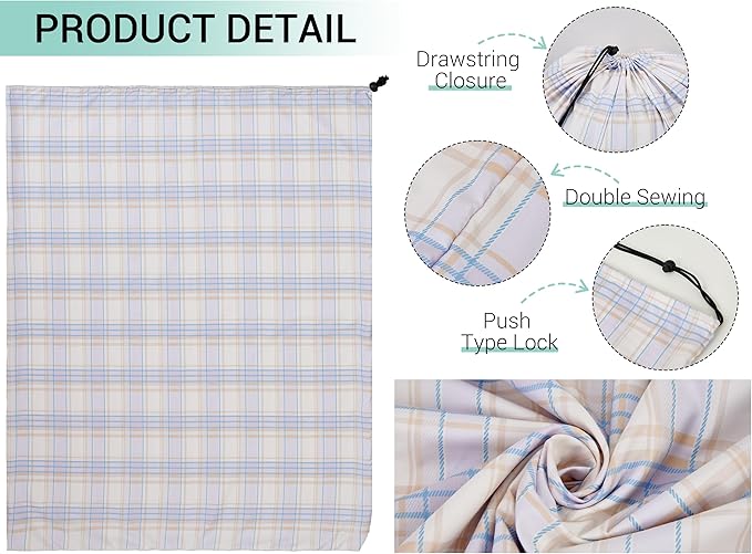 ZPECC Bulk Travel Laundry Bag,Extra Large Heavy Duty Laundry Bags 24 Pack,Washable Dirty Clothes Organizer XL for College Dorm Hotel Camping and Home Storage 30x40(Light Purple Checkered)