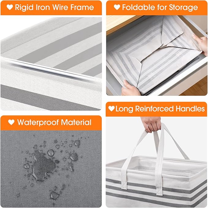4 Pack Large Laundry Baskets, Laundry Hampers, Freestanding Waterproof Collapsible Clothes Bag with Extended & Reinforced Handles - Clothes Basket for Dorm, Bathroom, Home (100L)