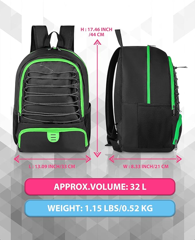 Basketball Bag Backpack for Men Women with Ball & Shoes Compartment 30L Capacity Lightweight Breathable Boys Girls Soccer Ball Bag Backpack Fit Volleyball Football Sports Travel School Gym