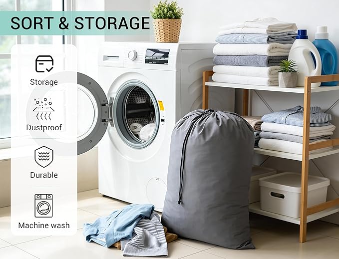 ZPECC Bulk Travel Laundry Bag,Extra Large Heavy Duty Laundry Bags 24 Pack,Washable Dirty Clothes Organizer XL for College Dorm Hotel Camping and Home Storage 30x40(Grey)