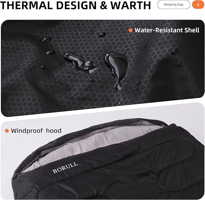 Double Sleeping Bags for Adults with Pillows Queen Size XL Camping Waterproof Sleeping Bag with Compression Sack for Kids for Hiking Backpacking 2 Person Cold Warm Weather Outdoor Indoor