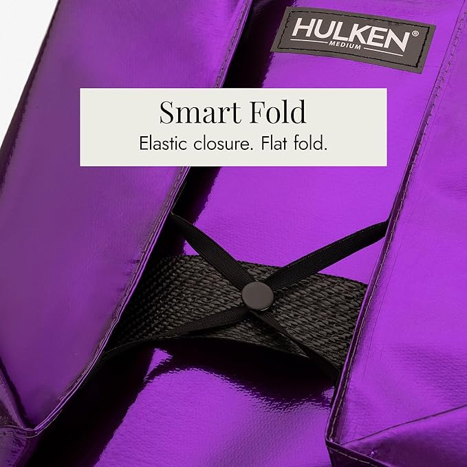 HULKEN (Small, Ultraviolet) Reusable Grocery Bag On Wheels, Shopping Trolley, Rolling Tote, Zipper Closure, Lightweight, Carries Up to 66 lb, Folds Flat