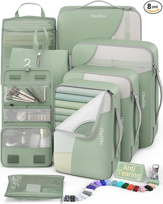 8 Set Packing Cubes for Travel, Gifts for Women Mom,Anti-Tearing Suitcase Organizer,OlarHike Vacation Essentials & Accessories for Cruise Ship