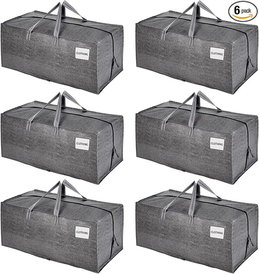 VENO 6 Pack Heavy Duty Moving Bags with Backpack Straps, Zippers & Handles, Extra Large Packing Bags for College Dorm Essentials, Moving Supplies Alternative to Cardboard Moving Boxes