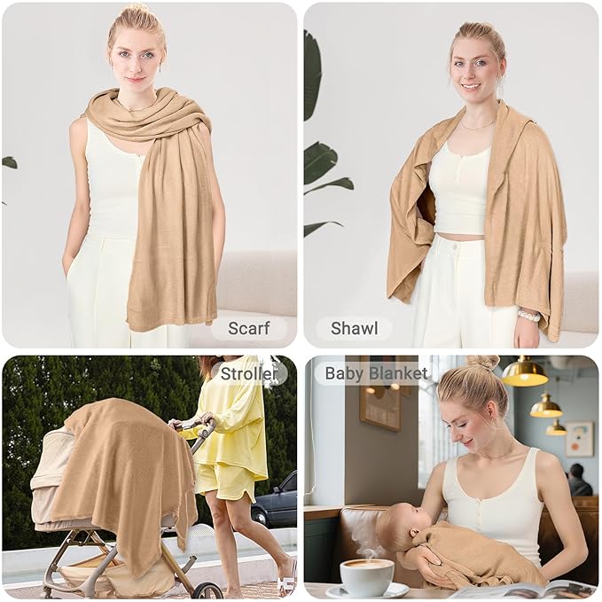 Nursing Cover for Breastfeeding – Soft & Breathable Lyocell Nursing Poncho for Mom, Lightweight Breastfeeding Cover, 360° Privacy Nursing Shawl for Travel & Pumping, Includes Laundry Bag