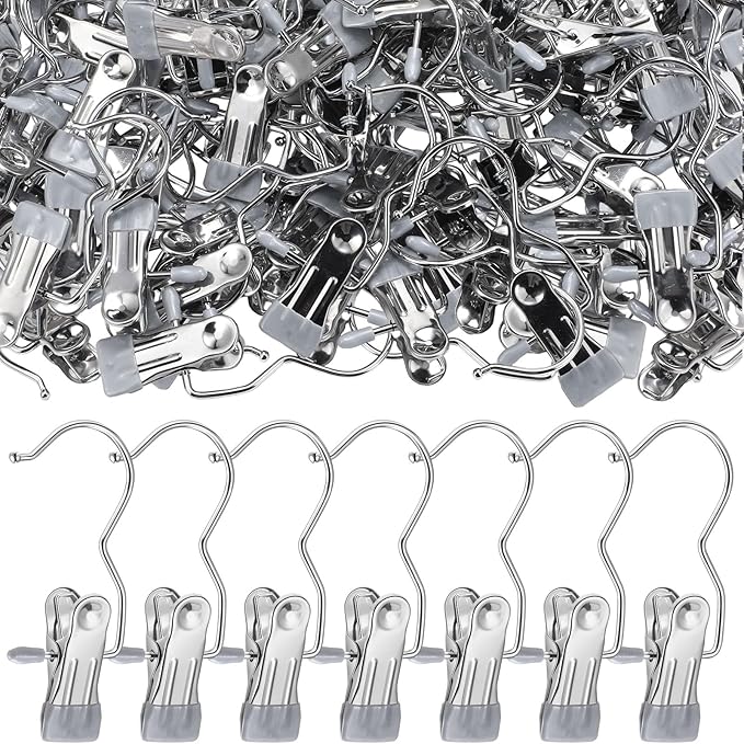 Yinder Boot Hangers Clips Laundry Hooks Hanging Stainless Steel Clothes Pins Portable Hangers for Closet Travel Socks Pants Handbags Hats Towels (Grey,75 Pcs)
