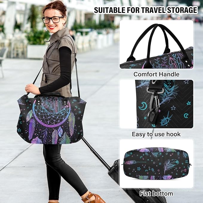 Dreamcatcher Quilted Travel Bags Weekender Duffle Bags With Toiletry Bag Carry on Overnight Duffels Yoga Gym Bag for Airplanes Business Sports