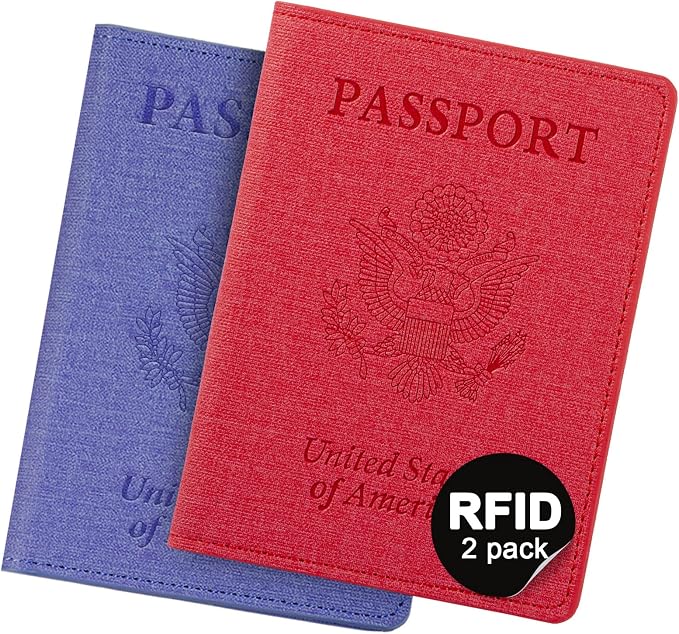 2 Pack Passport Holder For Women Kids, RFID Blocking Passport Wallet Red&Light purple by AwakenYourCoreBeauty%E3%85%A1VIDIVICI