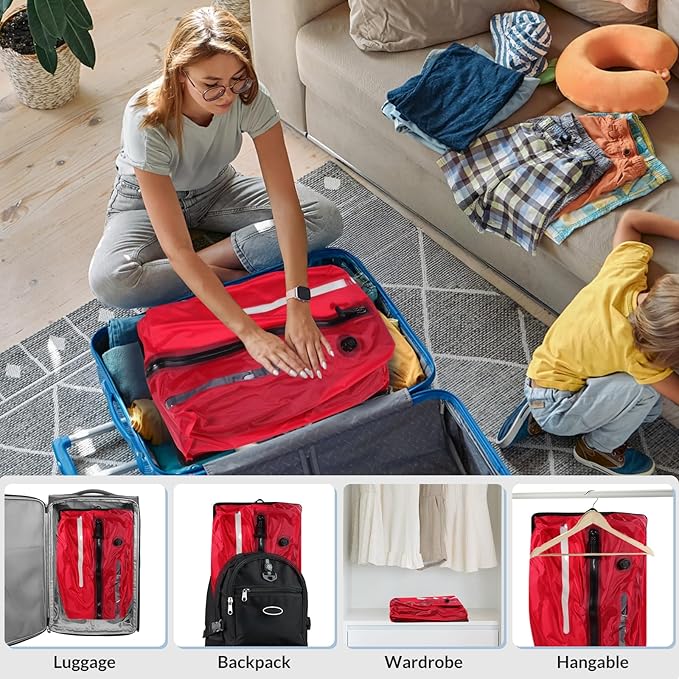 Reusable TPU Travel Vacuum Compression Bags - Waterproof Space Saver Bags for Luggage, Suitcase, Backpack, Storage Organizer (2 Pack, Red)