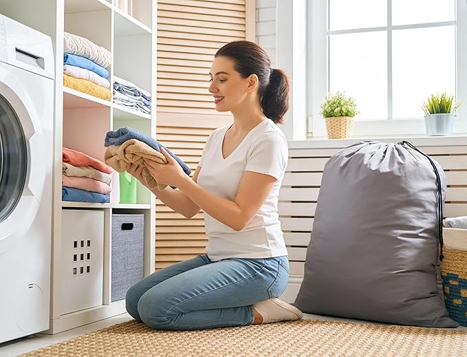 ZPECC Bulk Travel Laundry Bag,Extra Large Heavy Duty Laundry Bags 24 Pack,Washable Dirty Clothes Organizer XL for College Dorm Hotel Camping and Home Storage 30x40(Grey)