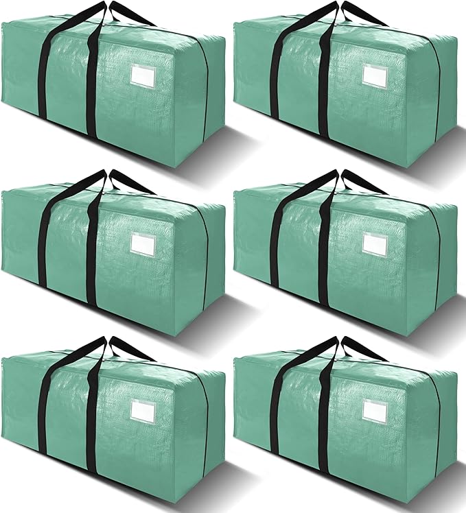 6 Pack Heavy Duty Extra Large Moving Bags W/Backpack Straps - Strong Handles & Zippers, Storage Totes For Space Saving, Fold Flat, Alternative to Box and Bin (40 gal, Teal)