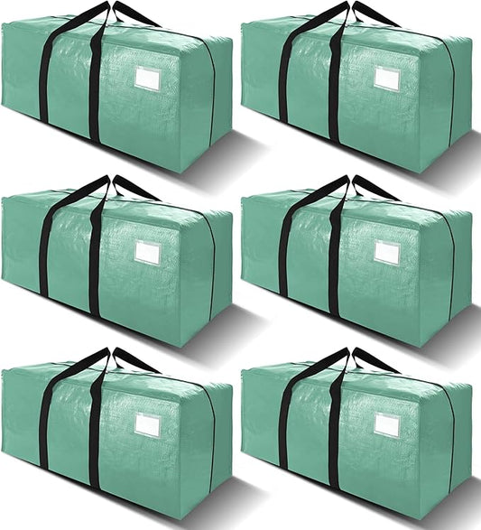 VELVETSURE 6 Pack Heavy Duty Large Moving Bags W/Backpack Straps - Strong Handles & Zippers, Storage Totes For Space Saving, Fold Flat, Alternative to Moving Box and Storage Bin, Teal