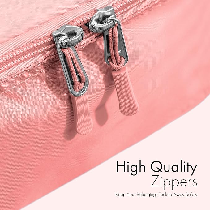 (Not Made In China) Packing Cubes For Travel, Luggage and Suitcase Organizer Bags, Carry On and Backpack Space Savers, Lightweight Waterproof Nylon, 8pc Set, Pink