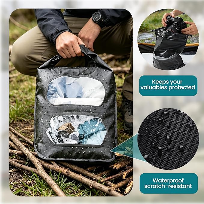 Travel Washing Bag, 2-in-1 Air Valve Design for Separate Washing and Less Water Use, Portable Travel Laundry Washing Bag for Camping, Cruise and RV Living - Travel Lighter, Carry Less