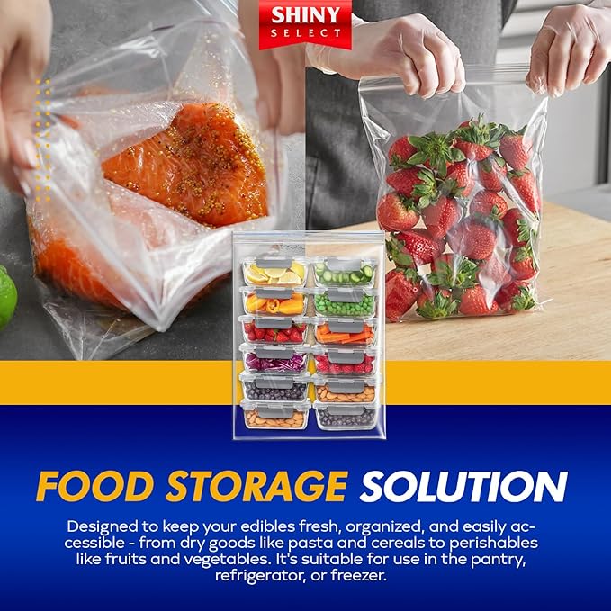 5 Gallon X-Large Storage Bags, 18”x24”, 100 Count – Big Clear Plastic Bag, Resealable Zip & Lock Top for Freezer, Food, Towels, Toiletries, Camping Gears, Seasonal Clothing, Pantry Items