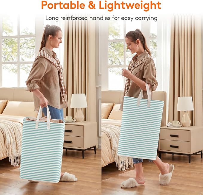 Lifewit 2 Pack Laundry Hamper Large Collapsible Laundry Baskets, Freestanding Waterproof Clothes Hamper with Easy Carry Handles in Laundry Room Bedroom Bathroom College Dorm, Sage Green, 2 x 80L