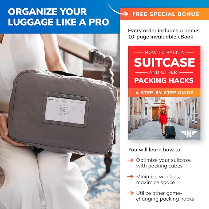 HERO Packing Cubes for Travel (Set of 5) Luggage Organizer with 2 Laundry Bags, Versatile Suitcase Organizer for Men & Women – Travel Accessories for Carry On, Airplane, Road Trip