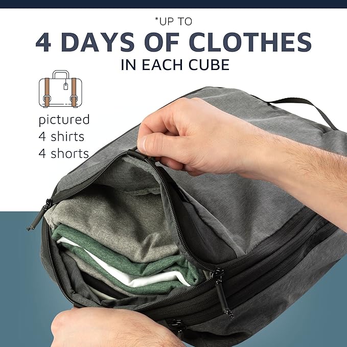 Premium Compression Packing Cubes with Dirty Clean Split Compartment- Double Sided with Luggage Labels -Set of 2