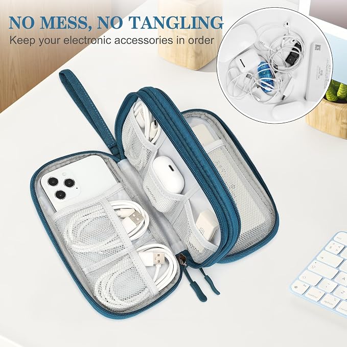 FYY Electronic Organizer, Travel Tech Pouch Bag, Cable Organizer Dark Green - Image 5
